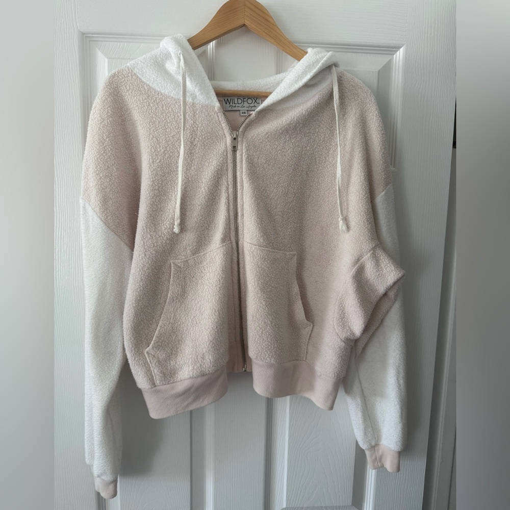 Wildfox Blush & White Zip up Hoodie